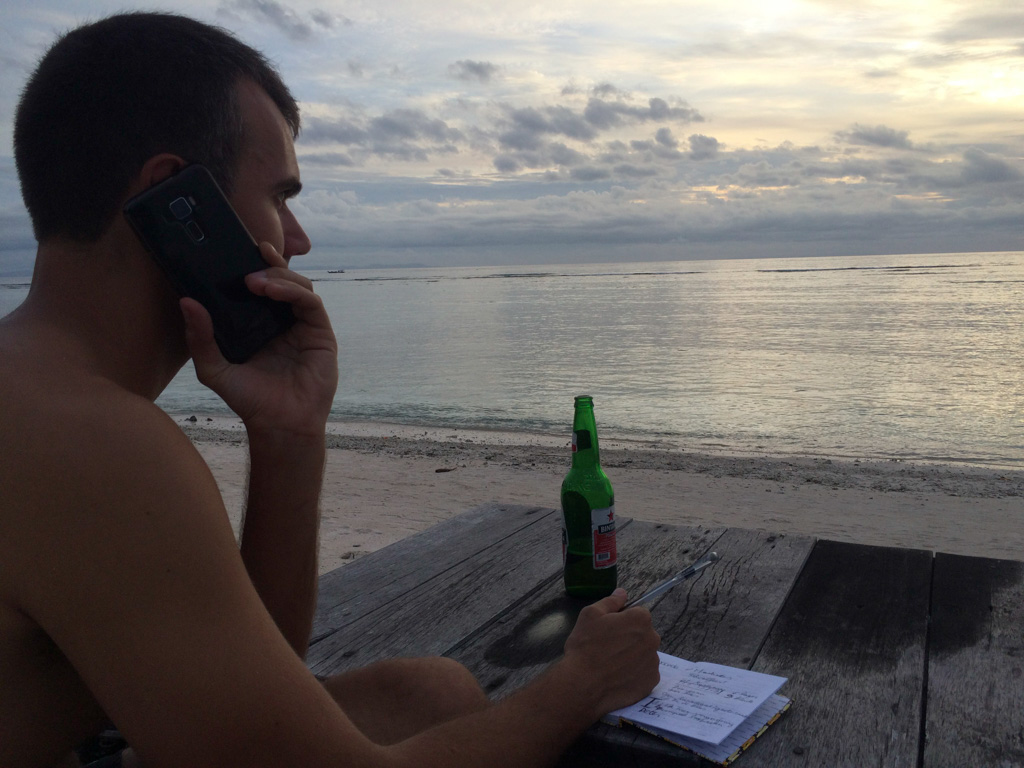 Aan het werk op Gili Trawangan