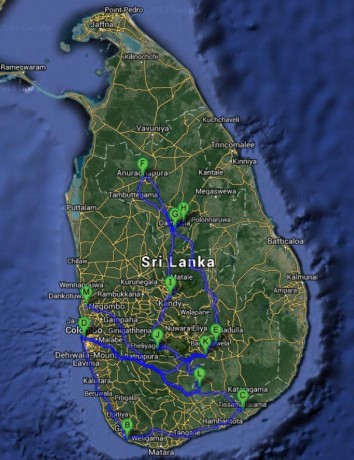 Route Sri Lanka reis