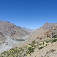 Landschap Spiti Rivier vanaf Dhankar