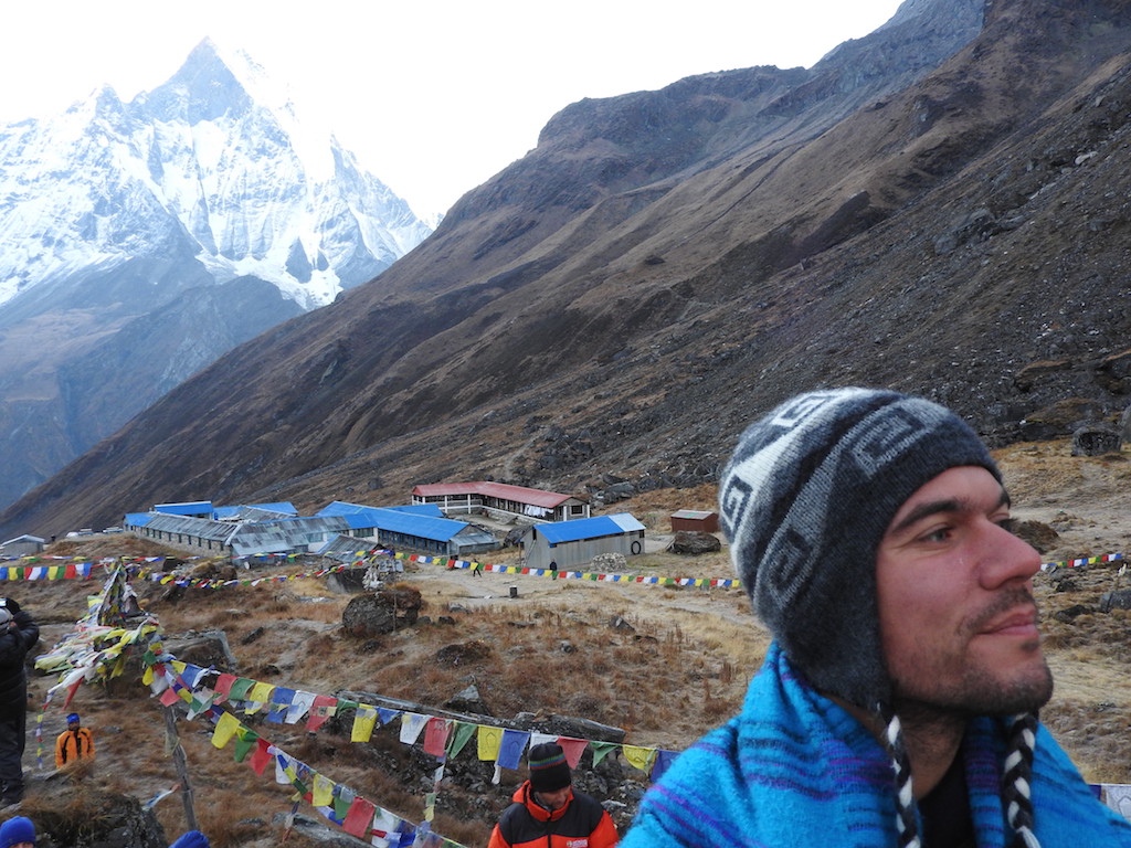 Annapurna Base Camp op de achtergrond