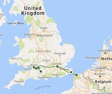 Onze route in UK
